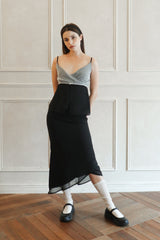  Lisha wrap long skirt (black)