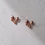 プチデイリーリボンピアス - Rosegold Color