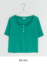 Taeyu Color Button Short Sleeve Tee