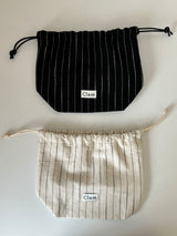 Clam string pouch _ Natural stripe