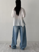 [Unisex] フォース10ピンタックワイドデニムパンツ