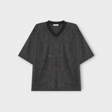 ASCLO ツイード Vネック 半袖Tシャツ (2color)