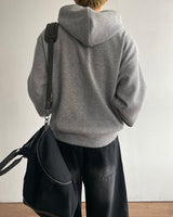 Stitch Knit Hood Zip-up