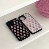 strawberry pattern glossy glass bumper case (black)