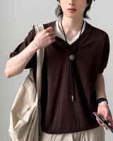 Mary V-neck Half Knit 