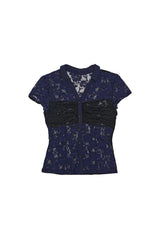 レースシャーリングシャツ #NAVY&BLACK