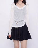 Yeori 3-Piece Set: T-shirt + Sleeveless Bra Top + Elastic Skirt Shorts