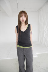 span melange sleeveless top(4colors)