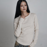 C 90S LINE BASIC LONG SLEEVE T-SHIRT_BEIGE