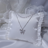 [(G)I-DLE Shuhua Necklace] Mystique Butterfly Layered Necklace - Silver color