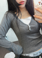 レイヤードスリムグラマーロングスリーブTシャツ 🩵🖤🩶3カラー