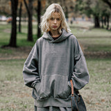 ビンテージピグメントウォッシングフーディドTシャツ グレー