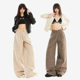 ヴィンテージチェックワイドストレートレッグパンツ