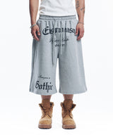 Gothic lettering Bermuda sweatpants - Gray