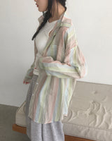  Karia see-through Stripe Shirt