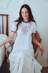 26SS★ Amore Puppy Crop Ringer Short Sleeve Tee