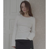 BACK RIBBON LONG SLEEVE-WHITE