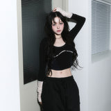 (2nd reorder) corset stud long sleeve - black