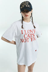 【即日発送】I LOVE CAT RED LETTERING T-SHIRTS