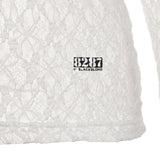 8287 Pierced Sheer Lace Long Sleeve Top (White)
