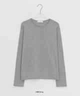 Achu Brushed Basic Round Long Sleeve Tee