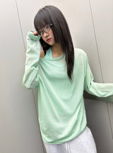 Silishy Sheer Boat Neck Loose Knit Top 4color