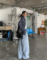Breed wrinkle checked shirt