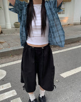 チェックフードシャツ