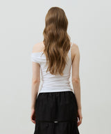 SHERRY UNBALANCE SHIRRLING TOP / WHITE