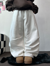 フリース❤リベットツーピンタックロングパンツ🖤🤍🩶3カラー