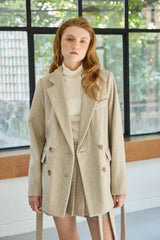 CLASSY HERRINGBONE WOOL JACKET / IVORY