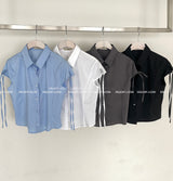 sleeve ribbon line short-sleeved shirt