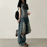 ロックレットカラーラグラン半袖Tシャツ