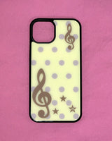 [made] Dot treble clef yellow phone case (glass bumper)