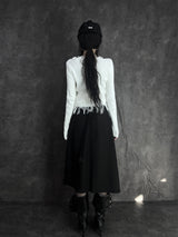 distressed fringe knit cardigan (2color)