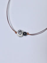 wood round swirl ネックレス