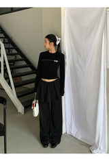 ボウラインラウンド長袖ニットTシャツ