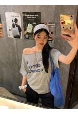 Control off-shoulder loose fit short-sleeved T-shirt