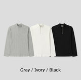 Jireon Half Zip-Up Ribbed Long Sleeve T-Shirt