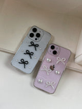 [made] Pearl Ribbon Ballet Core Glitter Resin Cell Phone Case