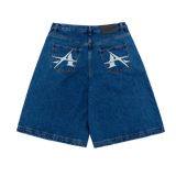 25SS POINT LOGO POCKET DENIM SHORT PANTS BLUE