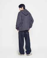 25FW LOW GAUGE CABLE KNIT HOODIE CHARCOAL