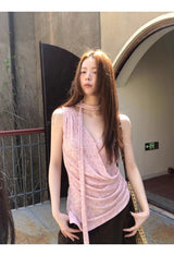 チョーカーVネックラップノースリーブTシャツ