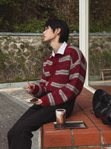 [wool21%] スウェイマルチストライプカーディガン