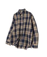 87-STAN074 Vintage Palm Tree OverFit Long Sleeve Check Shirt