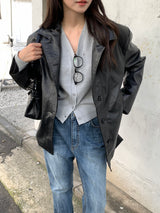 [MADE] Blending leather jacket