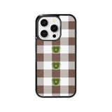 【MADE】テディ ボタン チェック チョコレート アイフォン ケース [Glossy Glass/Basic] ｜Acrylic attachment case