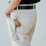 stud & wax thread lighter case keyring beige