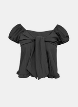 Front Ribbon Puff Blouse