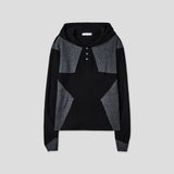 Wool Star Henry-neck Fingerhole Hoodie Knit